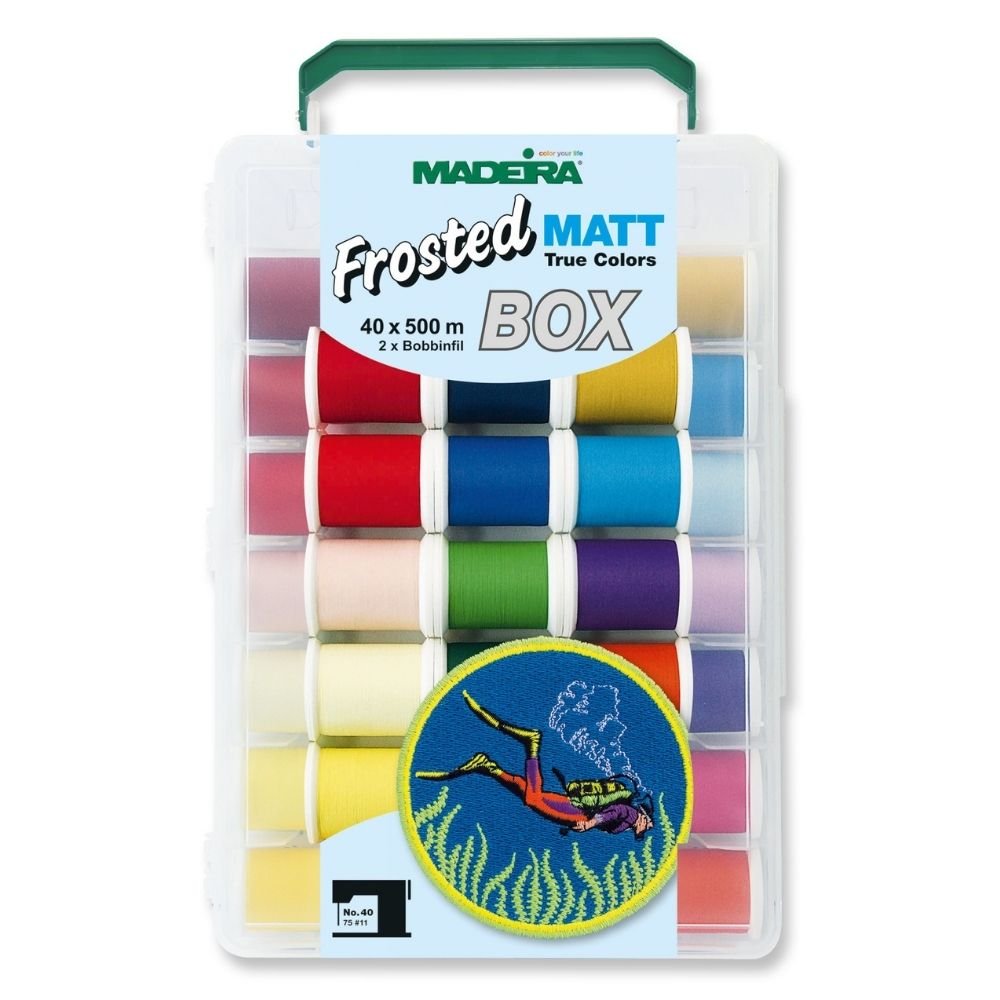 Madeira Frosted MATT No.40 Stickbox (40 Farben/ 500 m) - Nähmaschinen SCHWAAK
