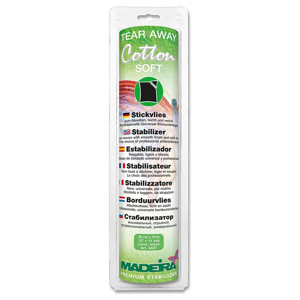 Madeira Stickvlies Tear Away Cotton SOFT Schwarz (0,30m x 10m ) - Nähmaschinen SCHWAAK